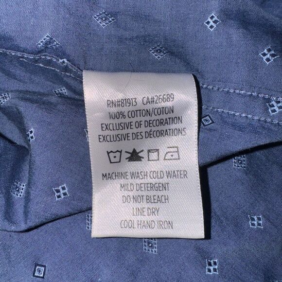 Robert Graham Mens 2XL Blue Geometric Chambray Shirt Classic Fit Button Down - Picture 6 of 6